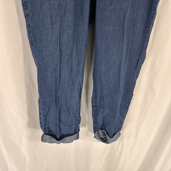 J Jill Denim Pants Women's 12 Medium Wash Blue Button Zip Mid Rise Linen Tencel - Picture 3 of 12